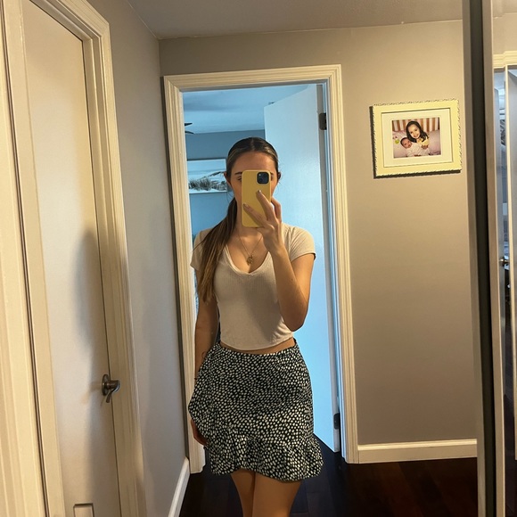 SHEIN | Skirts | Green Skirt W White Flowers | Poshmark